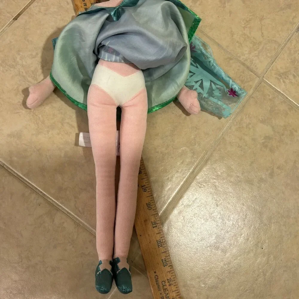 Disney Store Frozen Spring Fever Queen Elsa 18” Plush Doll Toy Green Dress